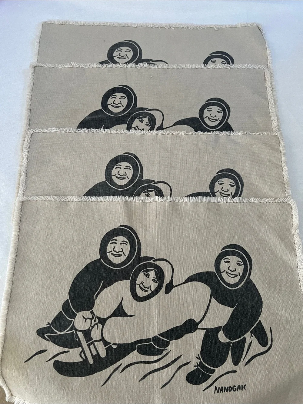 Agnes NANOGAK Goose placements set of 4 12” x 17”